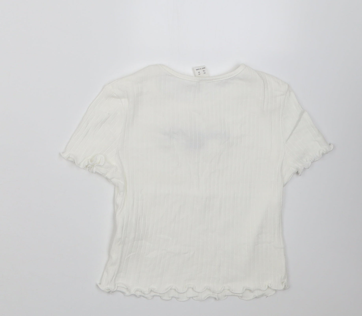SheIn Girls White  Cotton Cropped T-Shirt Size 9 Years Crew Neck Pullover - if you can be anything be kind