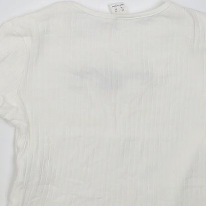 SheIn Girls White  Cotton Cropped T-Shirt Size 9 Years Crew Neck Pullover - if you can be anything be kind