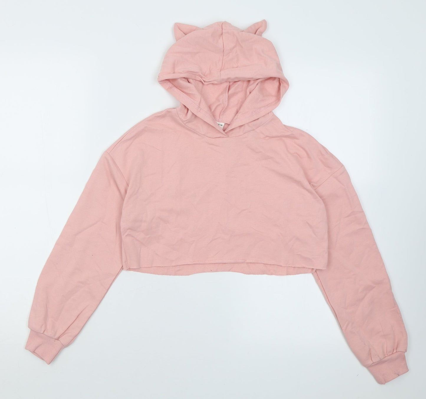 SheIn Girls Pink  Cotton Pullover Hoodie Size 10 Years  Pullover - Cropped