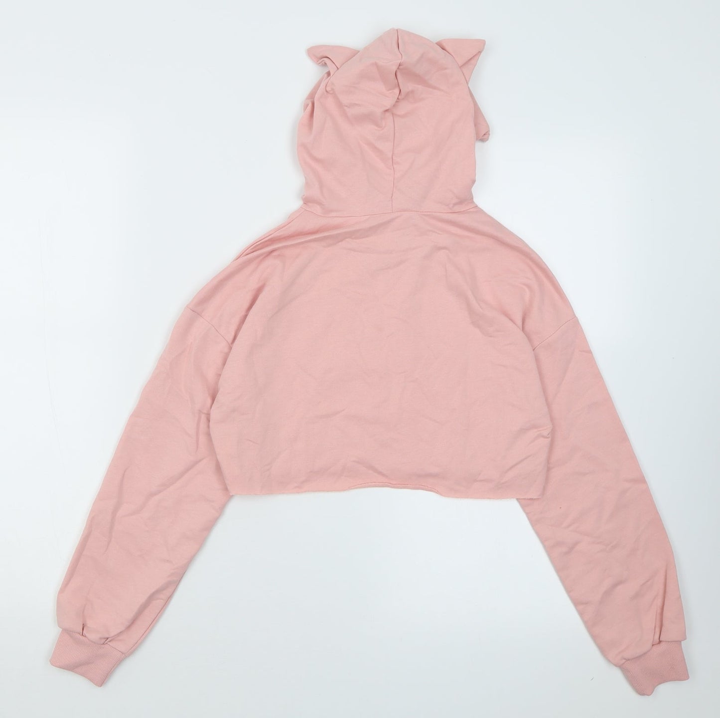 SheIn Girls Pink  Cotton Pullover Hoodie Size 10 Years  Pullover - Cropped