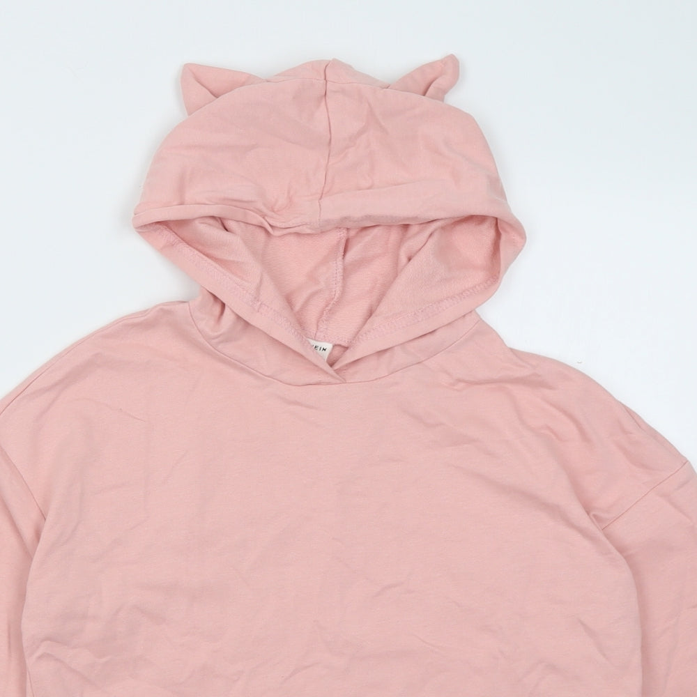 SheIn Girls Pink  Cotton Pullover Hoodie Size 10 Years  Pullover - Cropped