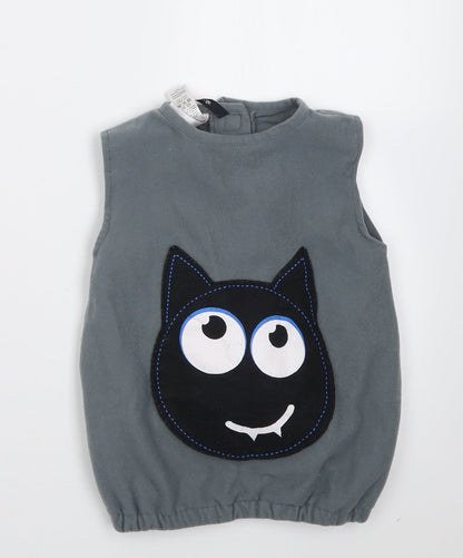 George Boys Grey  Polyester Basic Tank Size 2 Years Crew Neck Hook & Loop