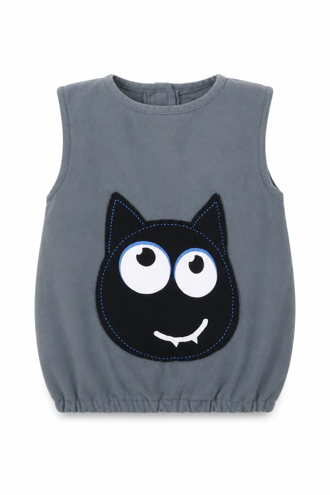 Front view of George boys’ grey polyester basic tank, size 2, years crew neck hook & loop