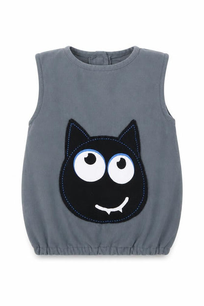 Front view of George boys’ grey polyester basic tank, size 2, years crew neck hook & loop