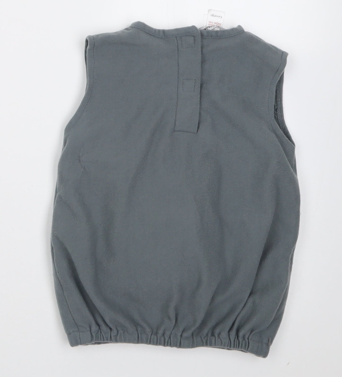 George Boys Grey  Polyester Basic Tank Size 2 Years Crew Neck Hook & Loop