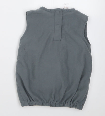 George Boys Grey  Polyester Basic Tank Size 2 Years Crew Neck Hook & Loop