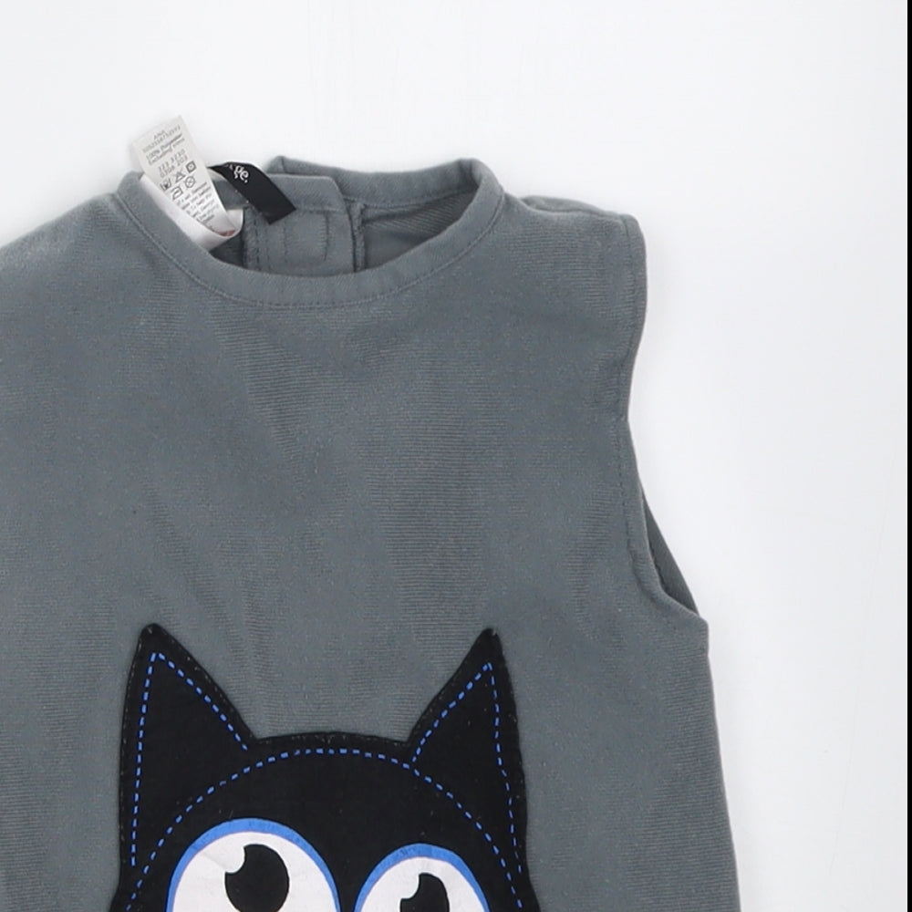 George Boys Grey  Polyester Basic Tank Size 2 Years Crew Neck Hook & Loop