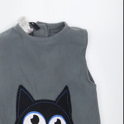 George Boys Grey  Polyester Basic Tank Size 2 Years Crew Neck Hook & Loop