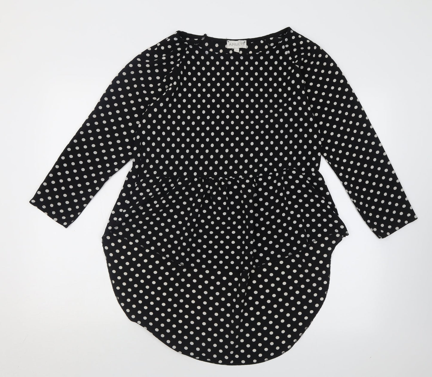 Womens UK Size S Apricot Black Tunic Blouse