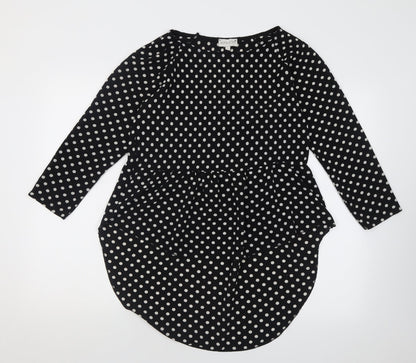 Womens UK Size S Apricot Black Tunic Blouse