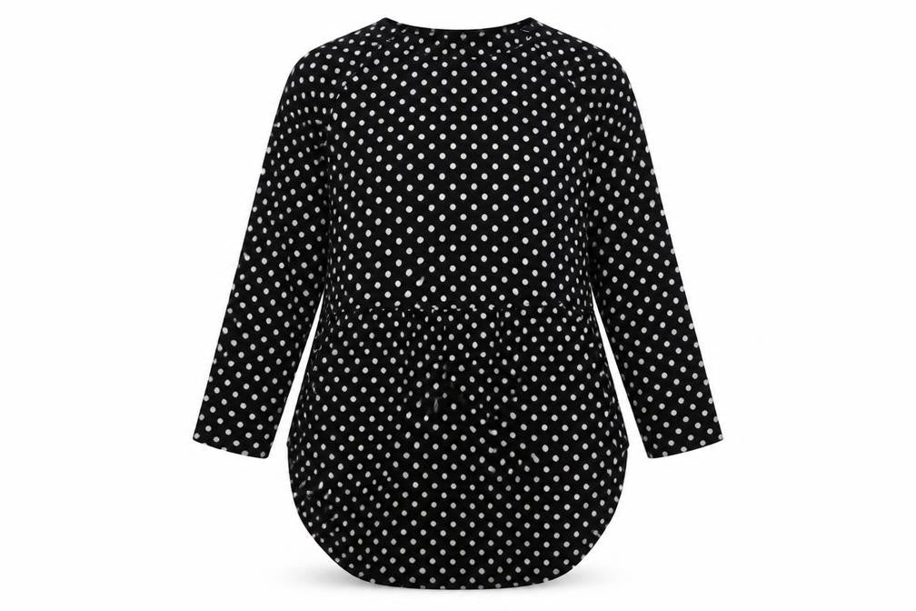 Womens UK Size S Apricot Black Tunic Blouse