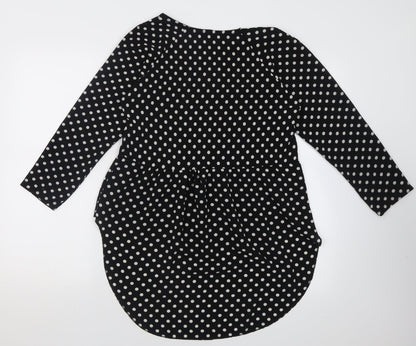 Womens UK Size S Apricot Black Tunic Blouse