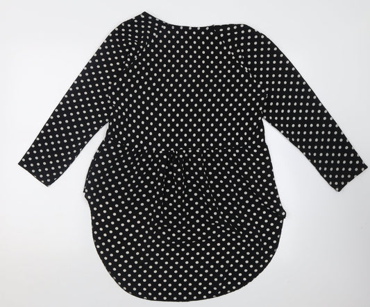 Womens UK Size S Apricot Black Tunic Blouse
