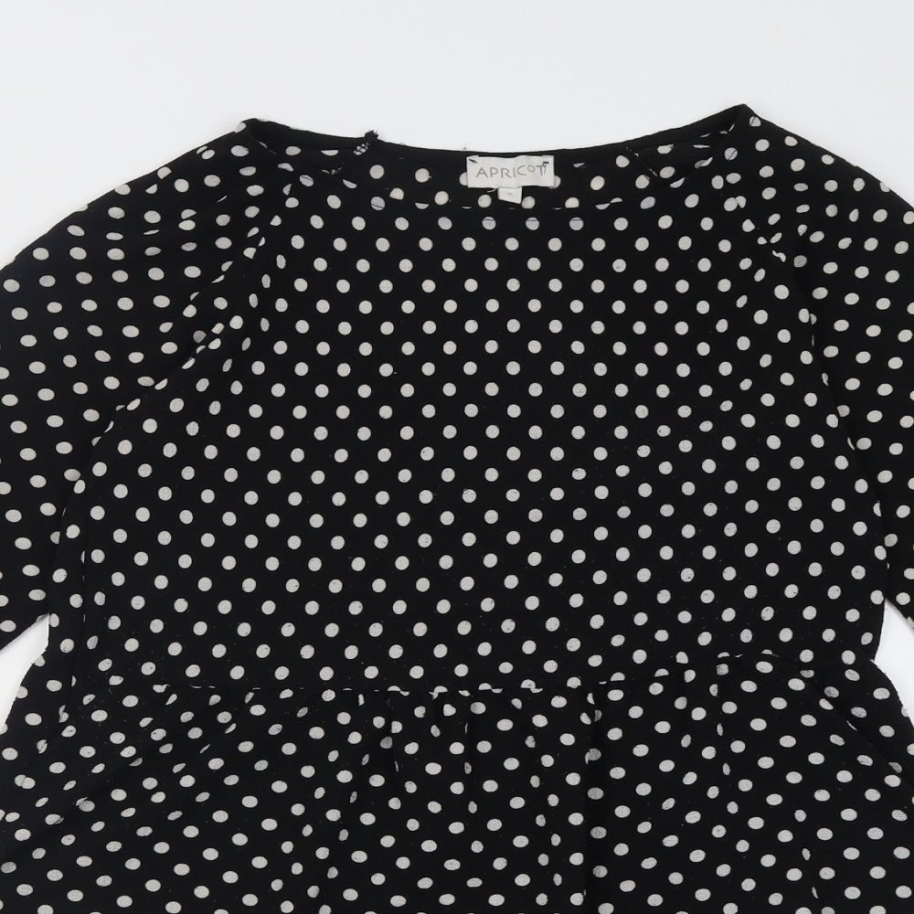 Womens UK Size S Apricot Black Tunic Blouse