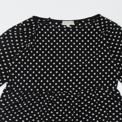 Womens UK Size S Apricot Black Tunic Blouse