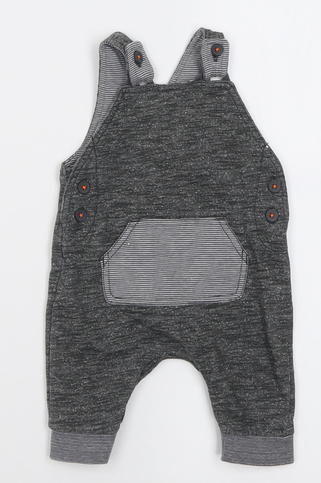 George Boys Grey  Cotton Dungaree One-Piece Size 0-3 Months  Button