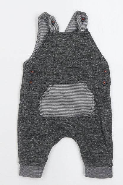 George Boys Grey  Cotton Dungaree One-Piece Size 0-3 Months  Button