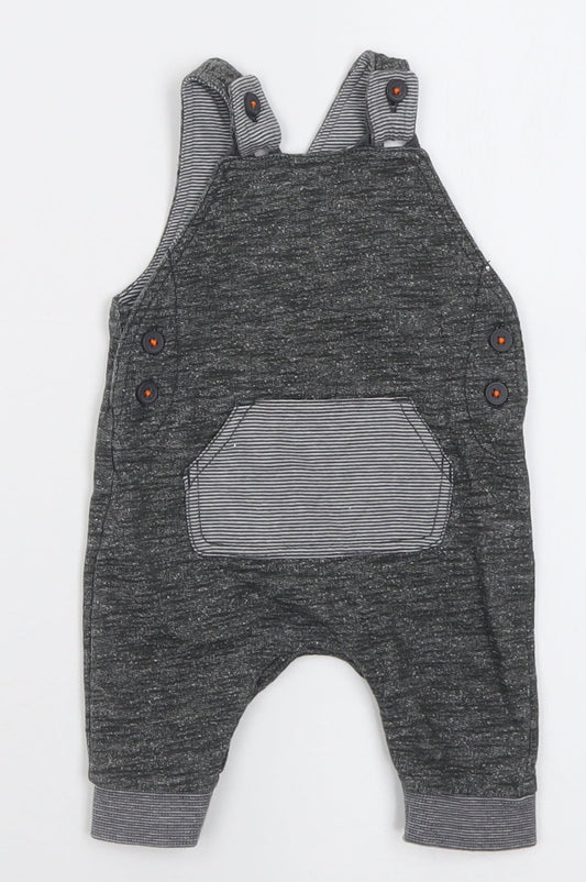 George Boys Grey  Cotton Dungaree One-Piece Size 0-3 Months  Button