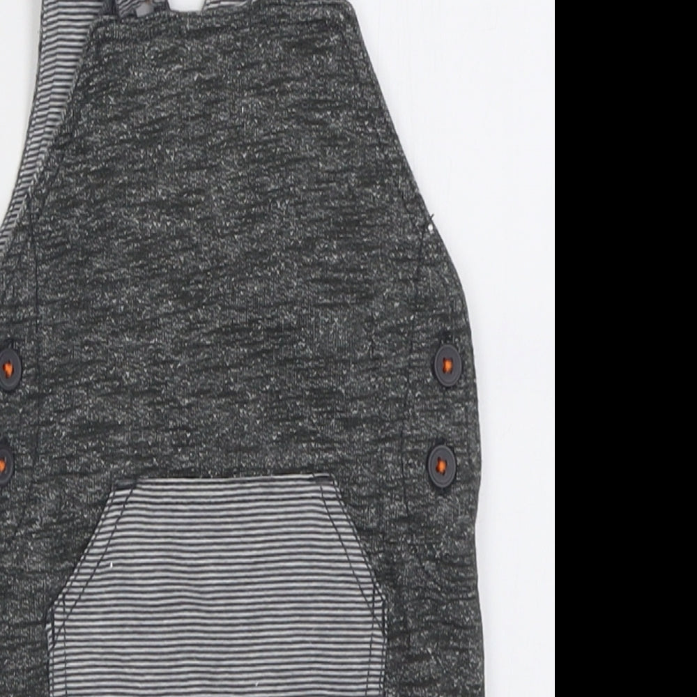 George Boys Grey  Cotton Dungaree One-Piece Size 0-3 Months  Button