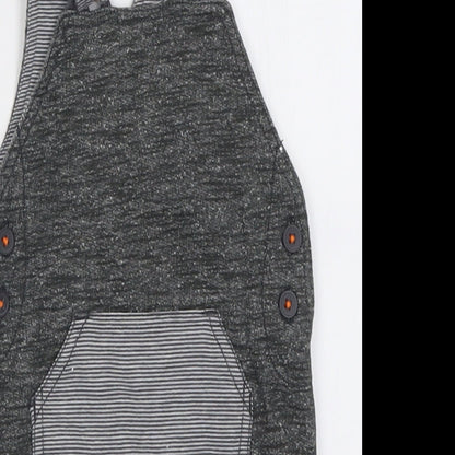 George Boys Grey  Cotton Dungaree One-Piece Size 0-3 Months  Button
