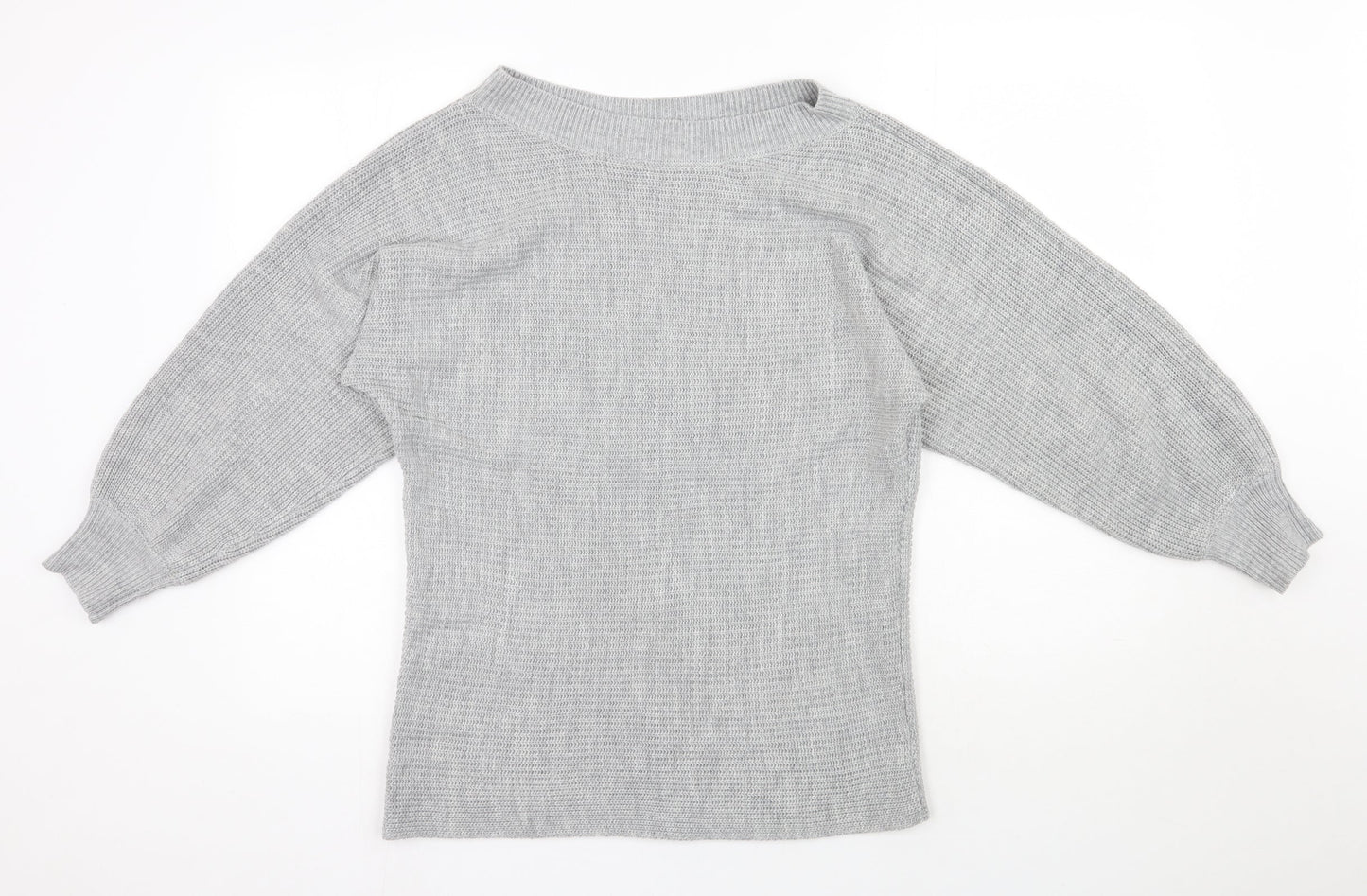 Shein  Womens Grey Boat Neck  Acrylic Pullover Jumper Size M