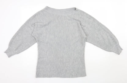Shein  Womens Grey Boat Neck  Acrylic Pullover Jumper Size M