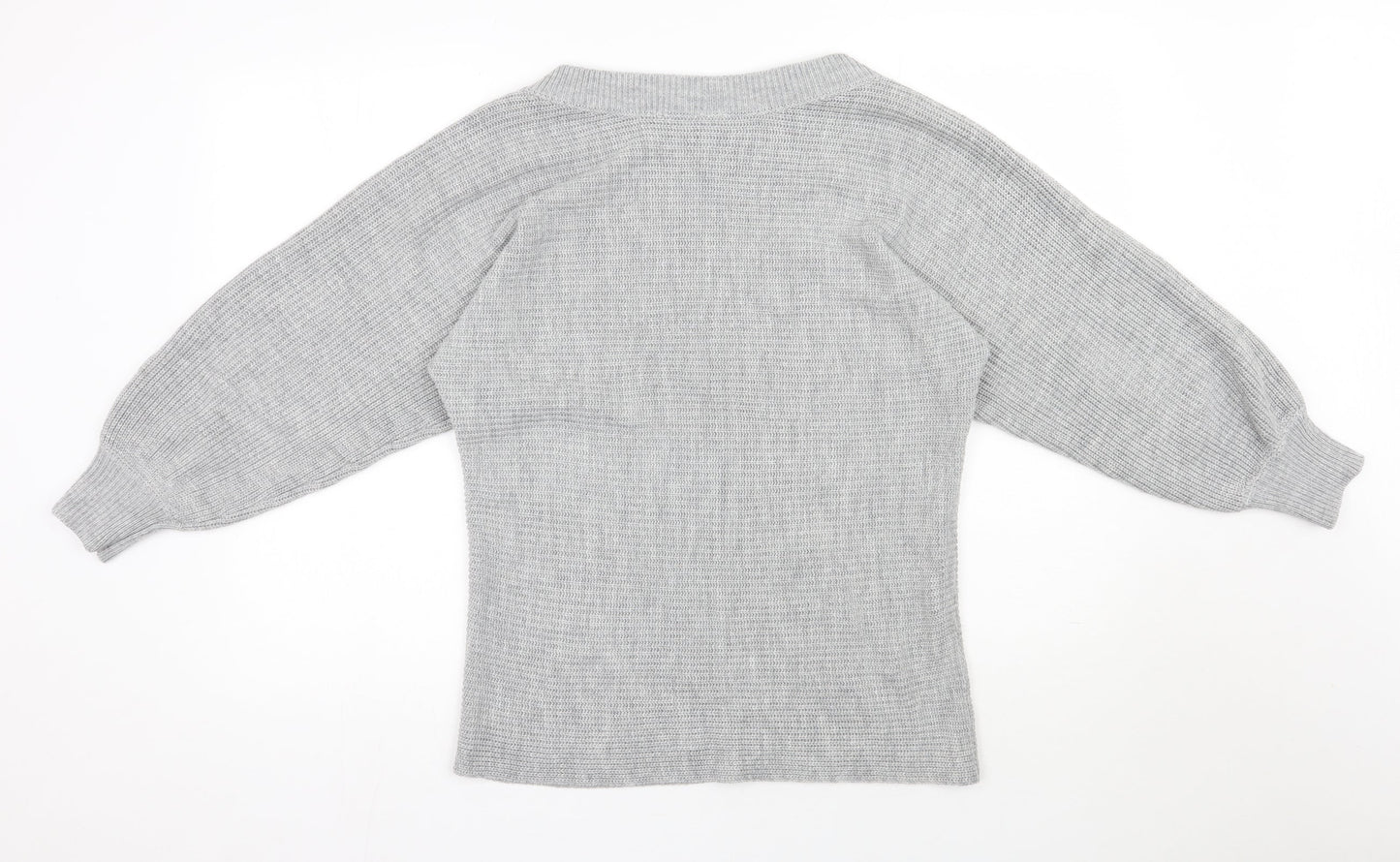 Shein  Womens Grey Boat Neck  Acrylic Pullover Jumper Size M