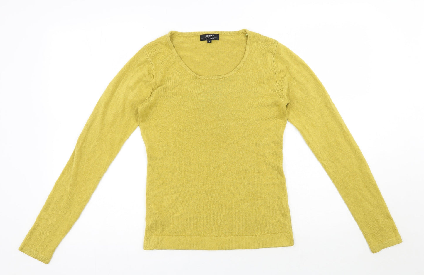 Womens UK Size 8 Papaya Yellow Pullover Jumper