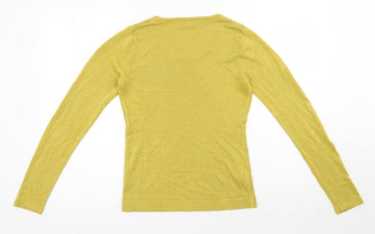 Womens UK Size 8 Papaya Yellow Pullover Jumper