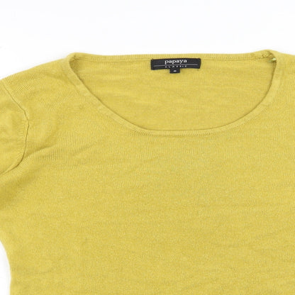 Womens UK Size 8 Papaya Yellow Pullover Jumper