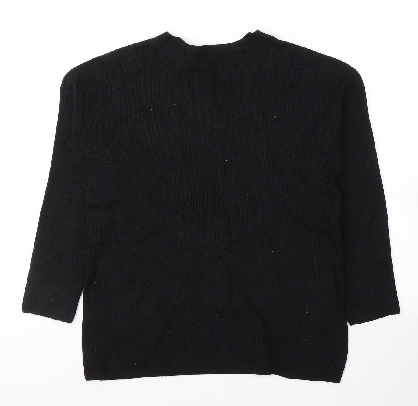 TU Womens Black Round Neck  Viscose Pullover Jumper Size 8