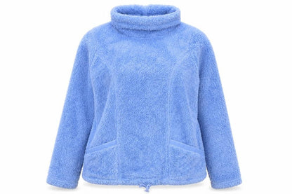 Front view of Avenue women’s blue polyester pullover sweatshirt, size S, pullover