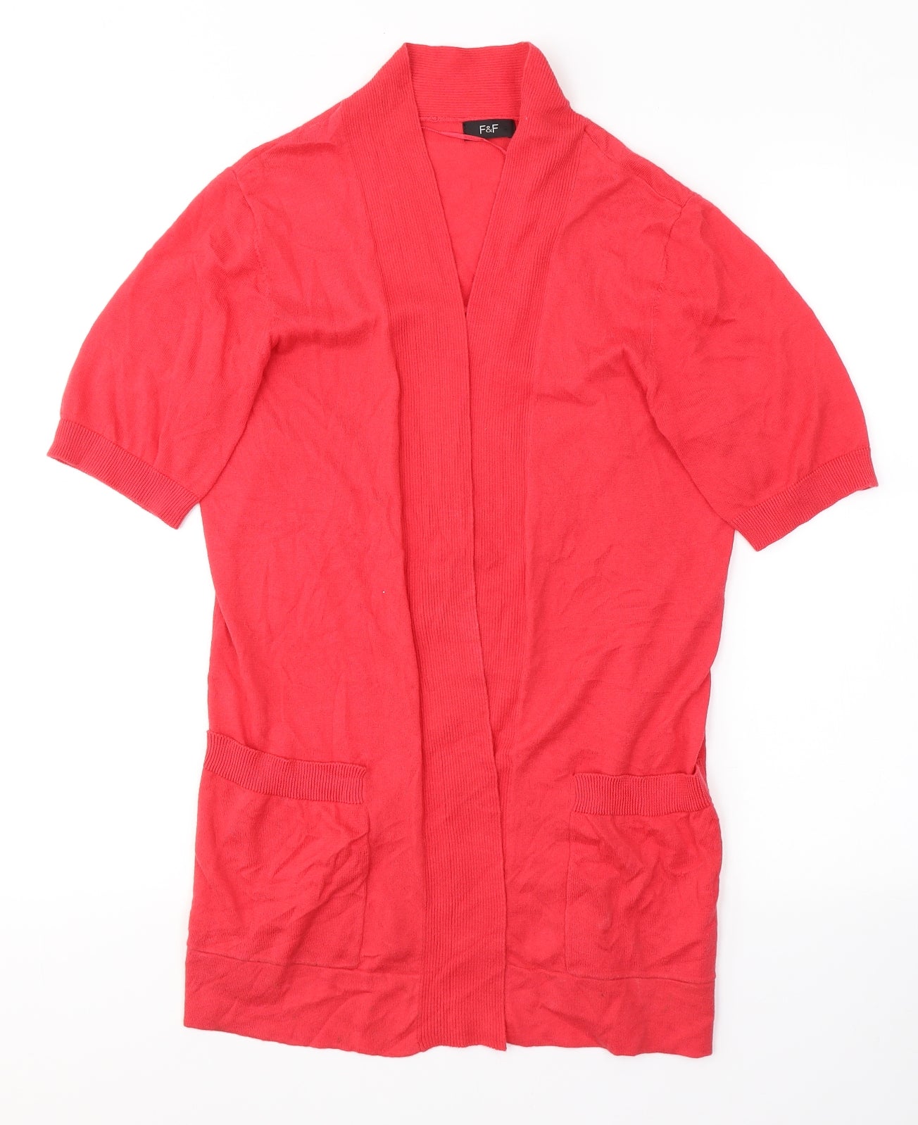 F&F Womens Red  Cotton Basic T-Shirt Size 14 V-Neck