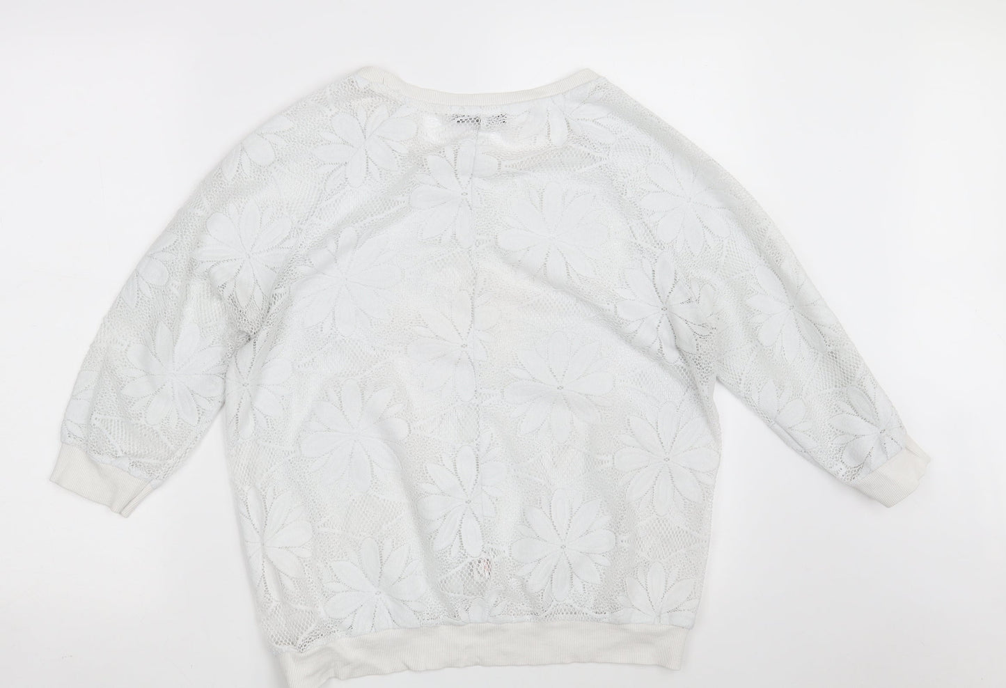 Atmosphere Womens White Floral 100% Polyester Pullover Sweatshirt Size 12