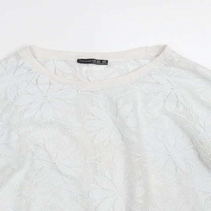 Atmosphere Womens White Floral 100% Polyester Pullover Sweatshirt Size 12