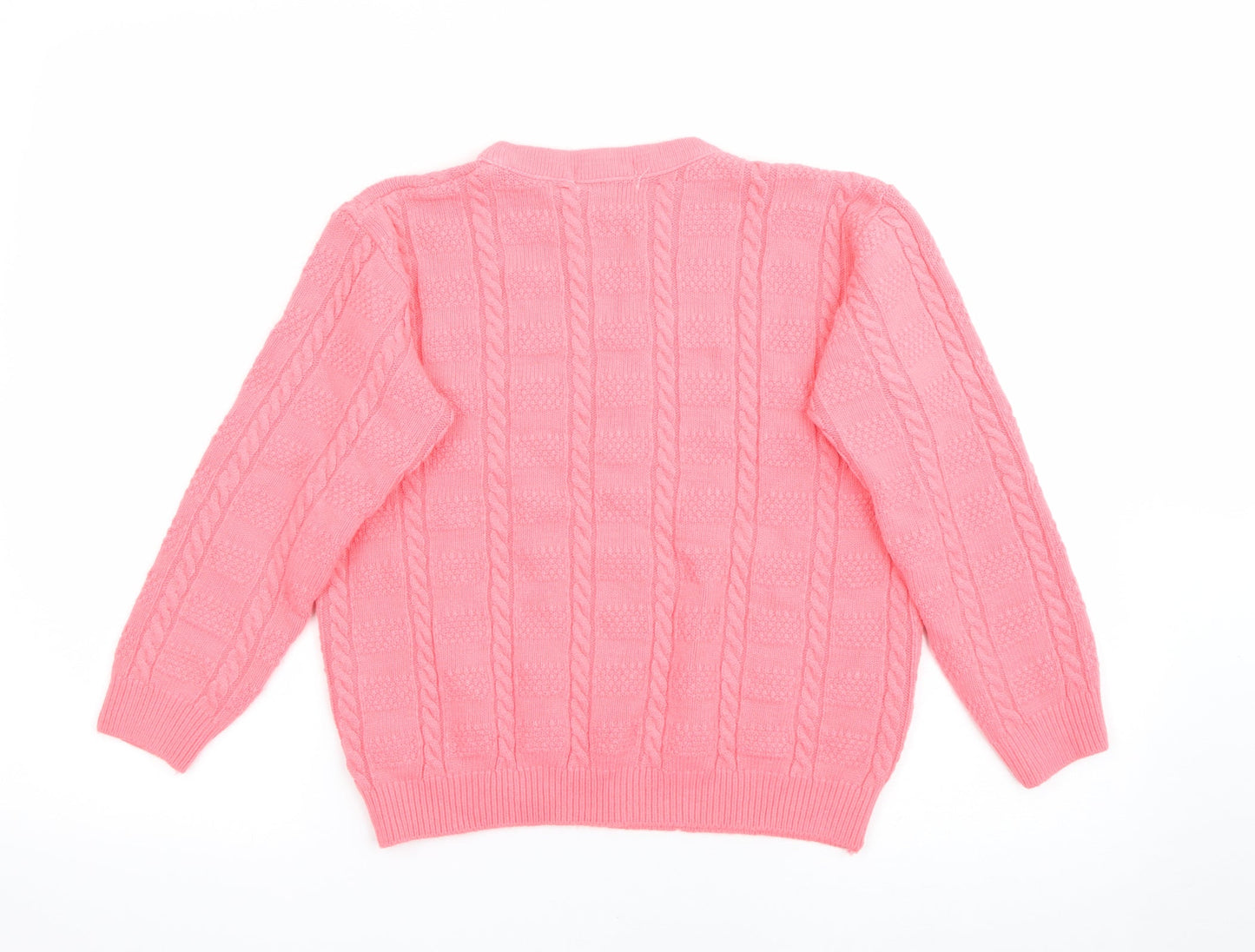 New Choice Womens Pink Crew Neck  Acrylic Pullover Jumper Size S