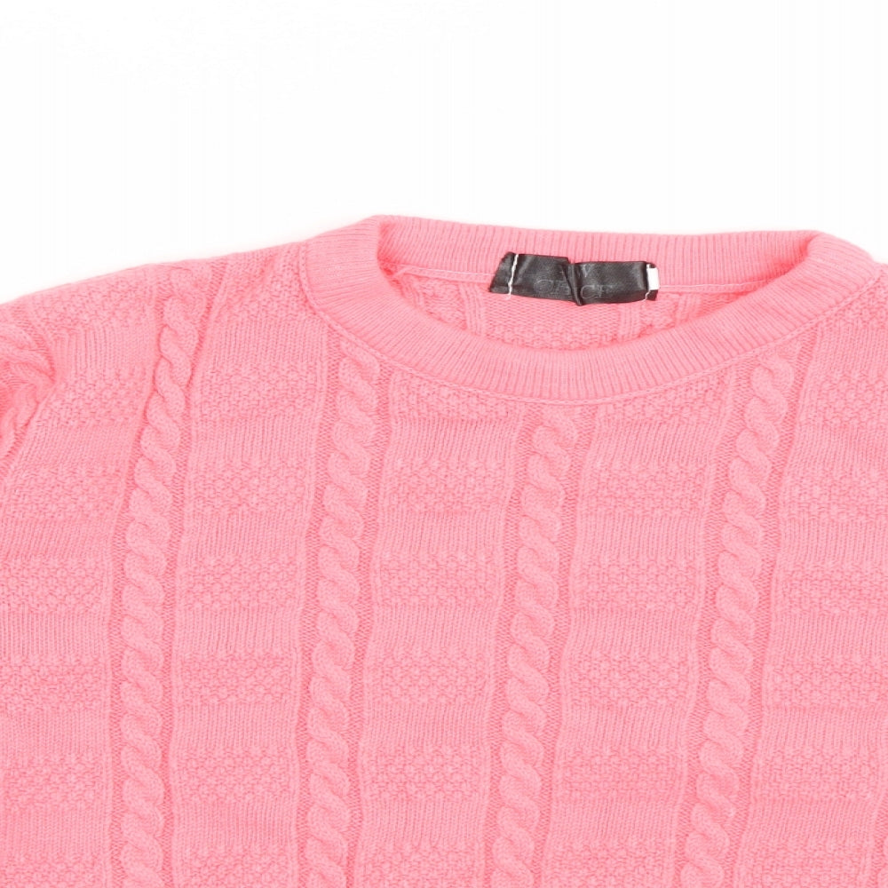 New Choice Womens Pink Crew Neck  Acrylic Pullover Jumper Size S