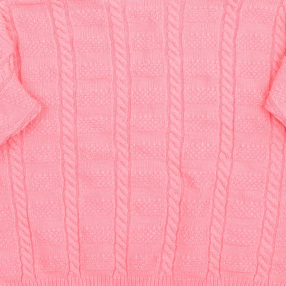 New Choice Womens Pink Crew Neck  Acrylic Pullover Jumper Size S