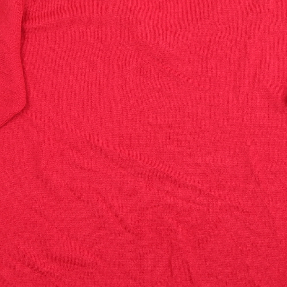 Classics Womens Red V-Neck  Acrylic Pullover Jumper Size 20