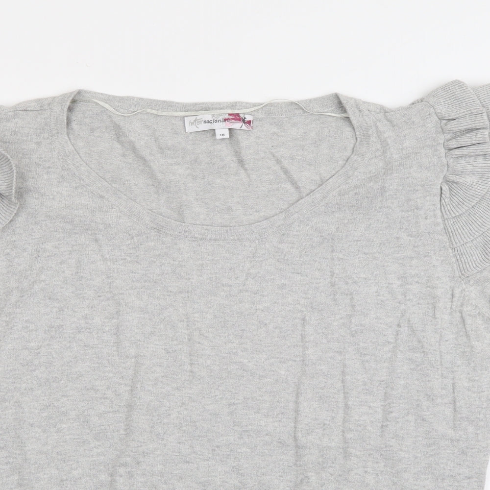 Womens UK Size 16 Internacionale Grey Pullover Jumper