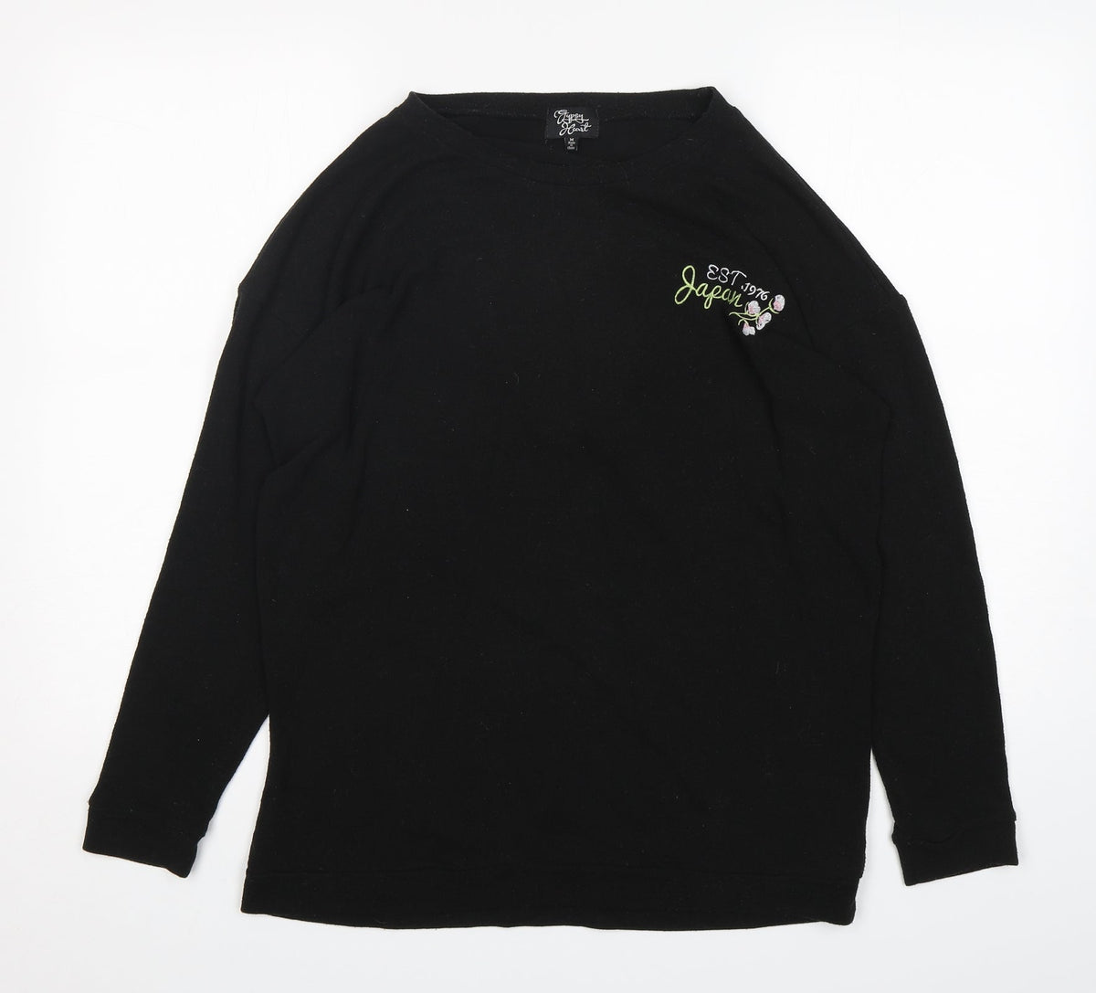Additional front view of Gypsy Heart women’s black polyester pullover sweatshirt, size M, pullover