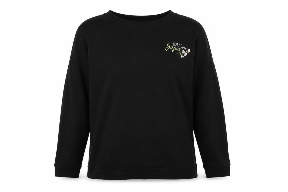 Front view of Gypsy Heart women’s black polyester pullover sweatshirt, size M, pullover