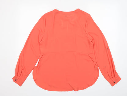 Warehouse Womens Pink  Polyester Basic Blouse Size 12 Round Neck