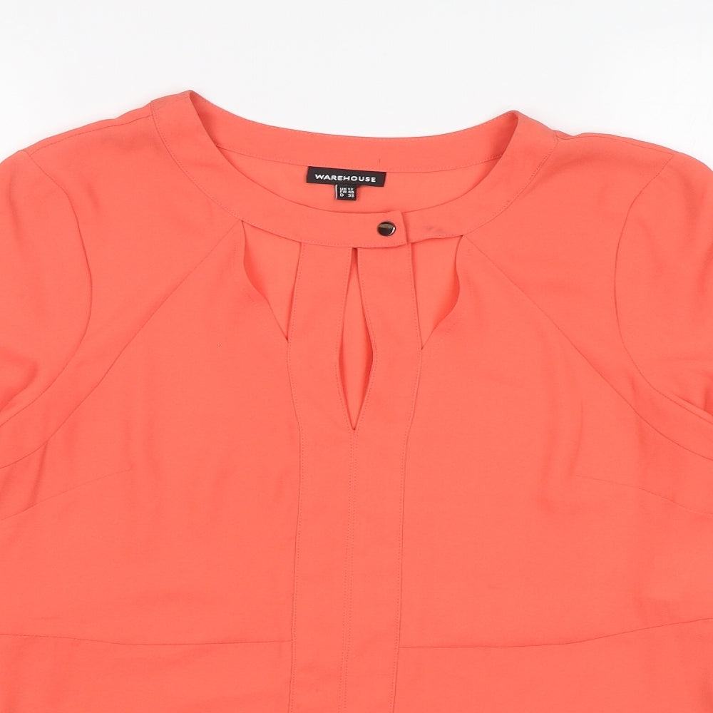 Warehouse Womens Pink  Polyester Basic Blouse Size 12 Round Neck
