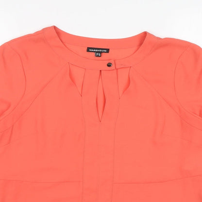 Warehouse Womens Pink  Polyester Basic Blouse Size 12 Round Neck
