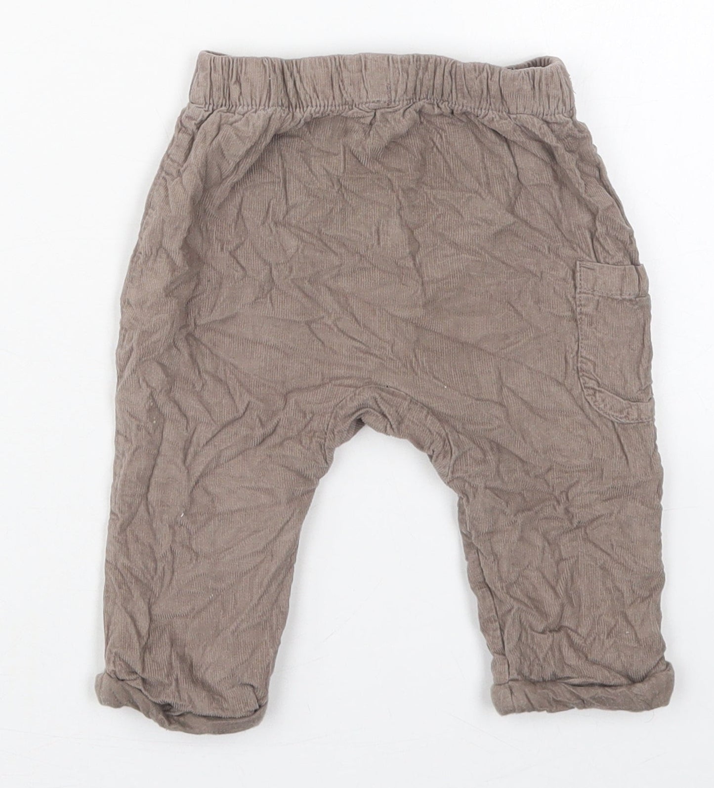 TU Boys Brown  Cotton Capri Trousers Size 6-9 Months   - Paw Prints