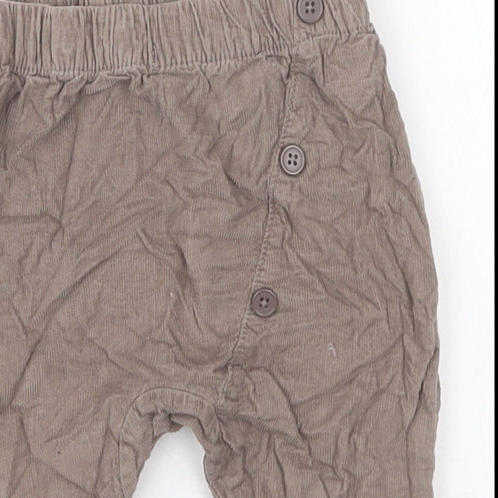 TU Boys Brown  Cotton Capri Trousers Size 6-9 Months   - Paw Prints