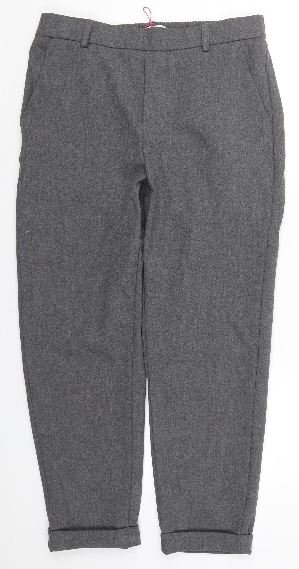 Front view of Savior women’s grey polyester trousers, size UK 14, 24-inch leg regular
