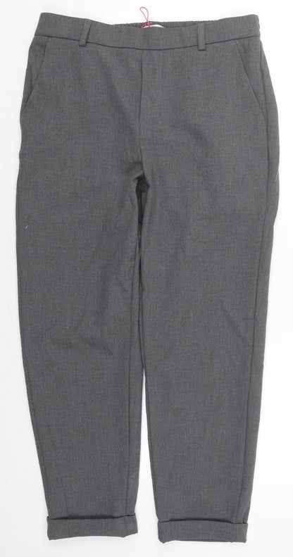 Front view of Savior women’s grey polyester trousers, size UK 14, 24-inch leg regular
