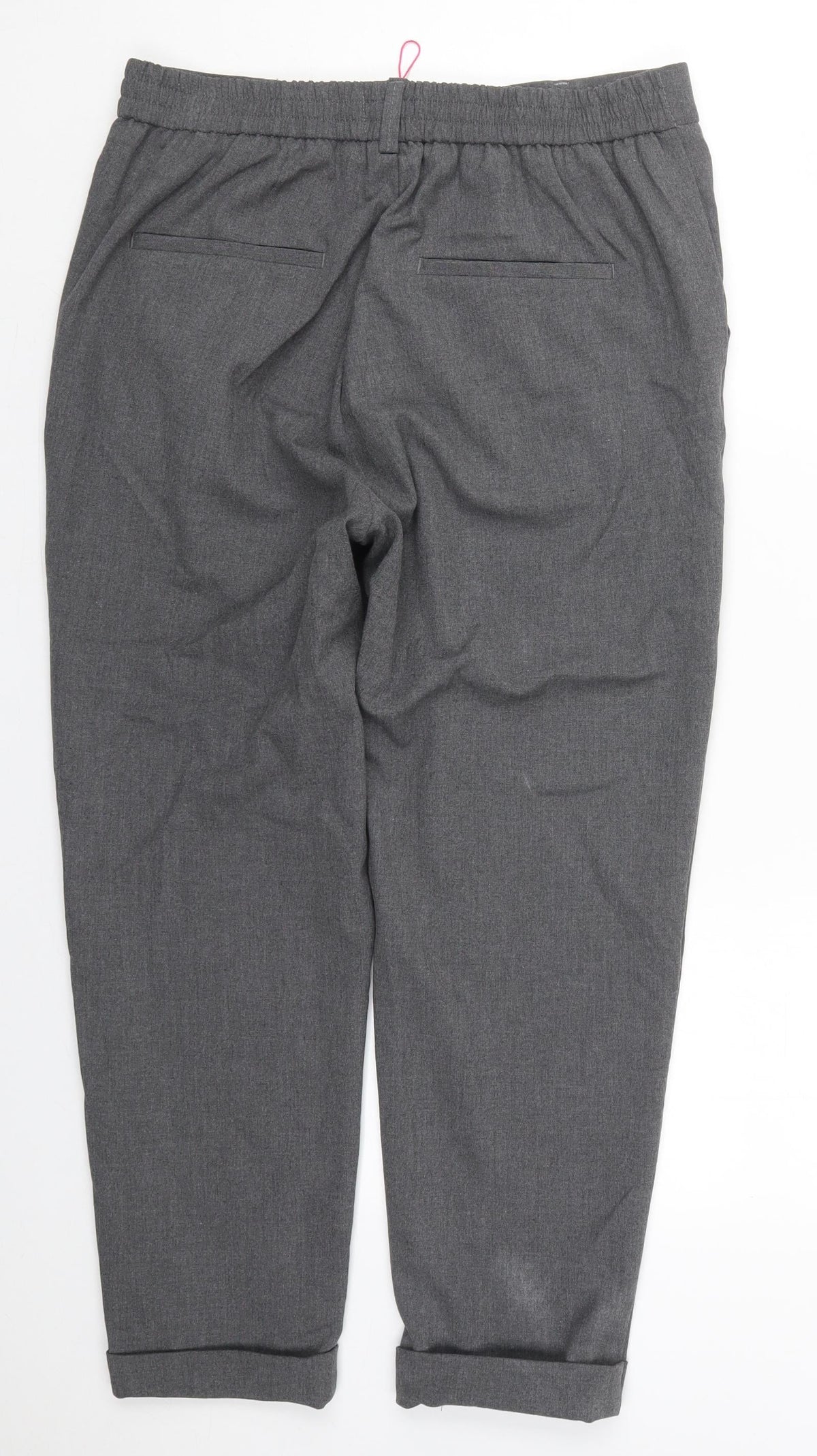 Back view of Savior women’s grey polyester trousers, size UK 14, 24-inch leg regular